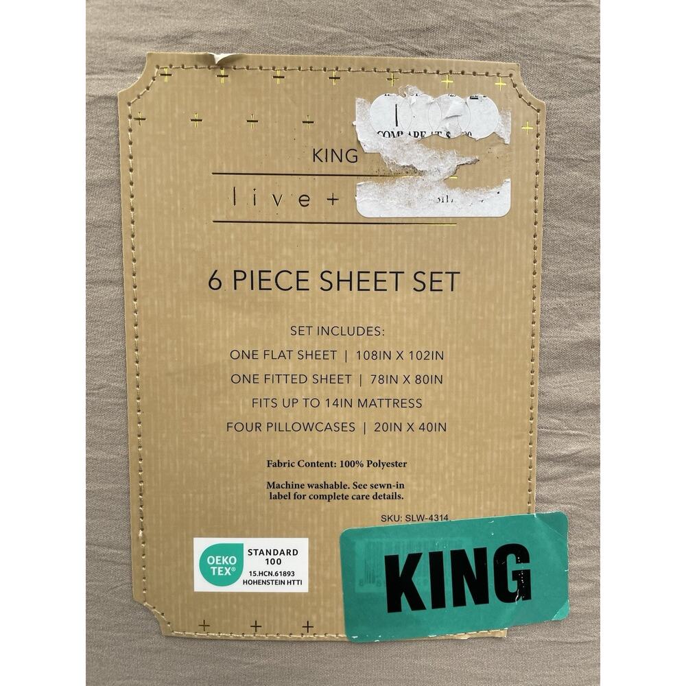 Live + Well 6 Piece Brown King Sheet Set New with Tags - Fast Shipping! - Picture 5 of 5